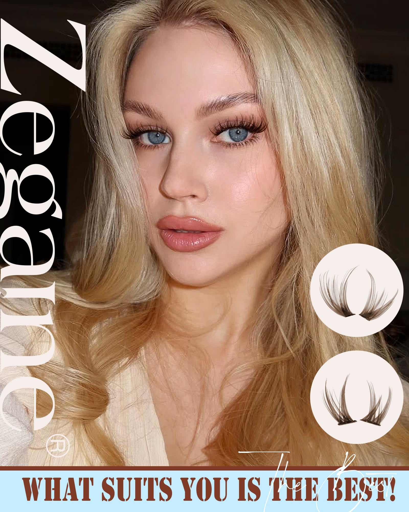 Zegaine brown lash clusters bottom view adds balanced fullness for day wear