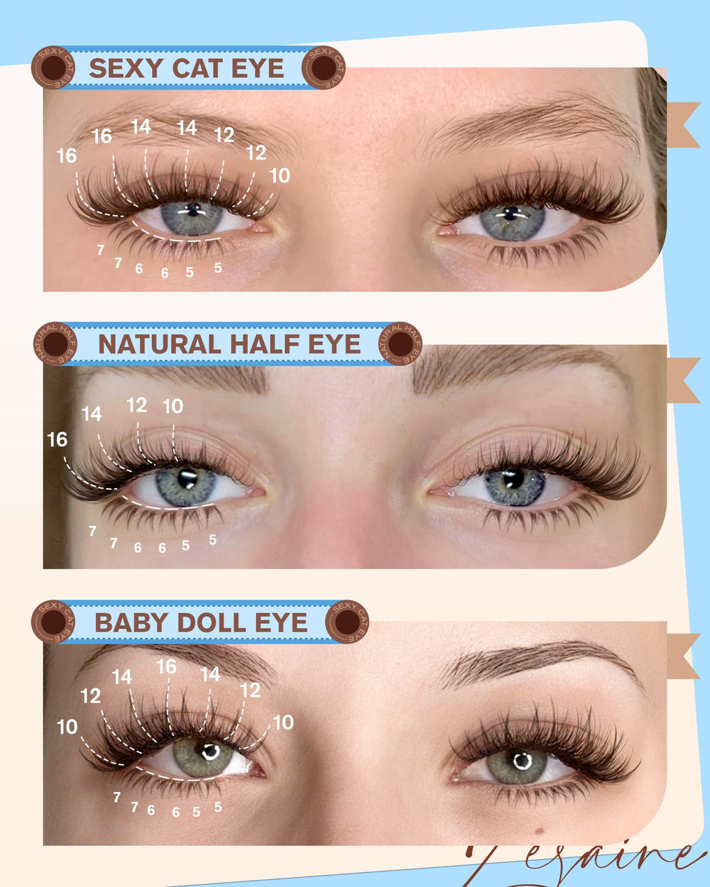 Zegaine brown lash clusters wispy design highlights subtle curl and definition