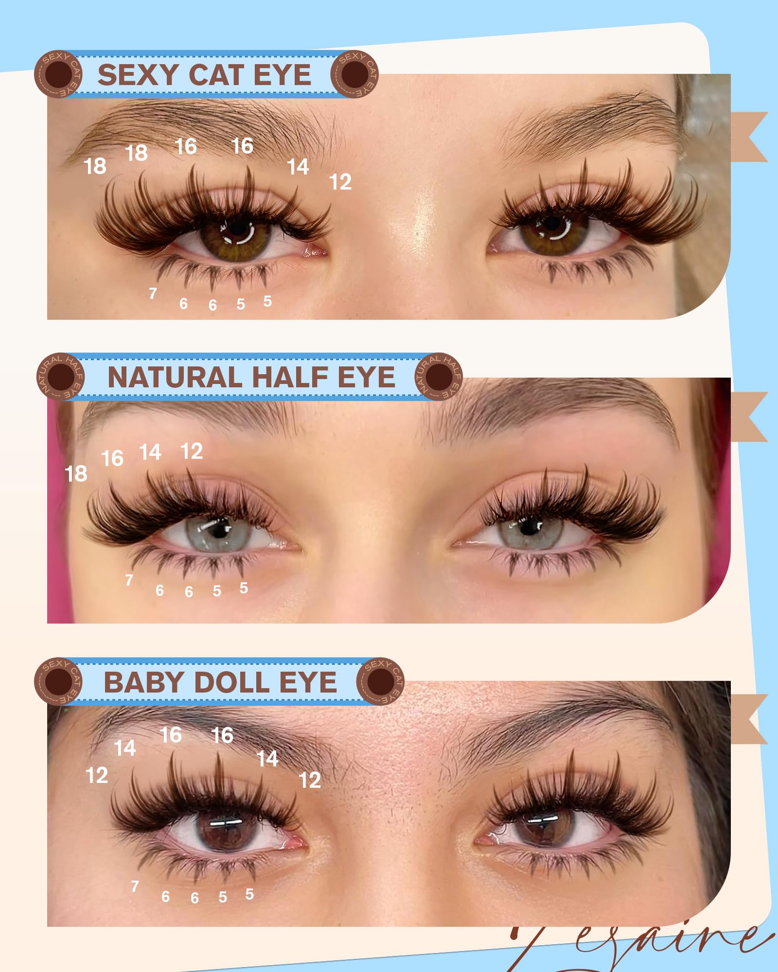 Zegaine soft brown lashes blend with light hair for natural effect