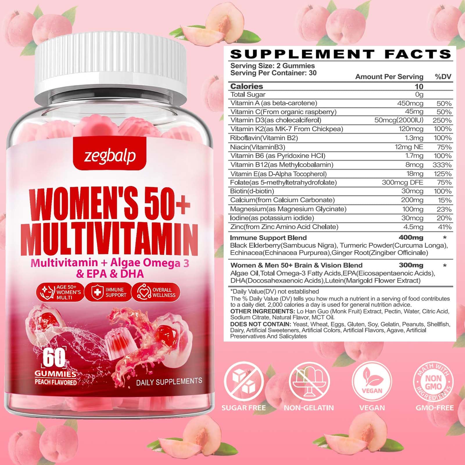 ZEGBALP immune-support gummies close-up highlighting essential vitamins.
