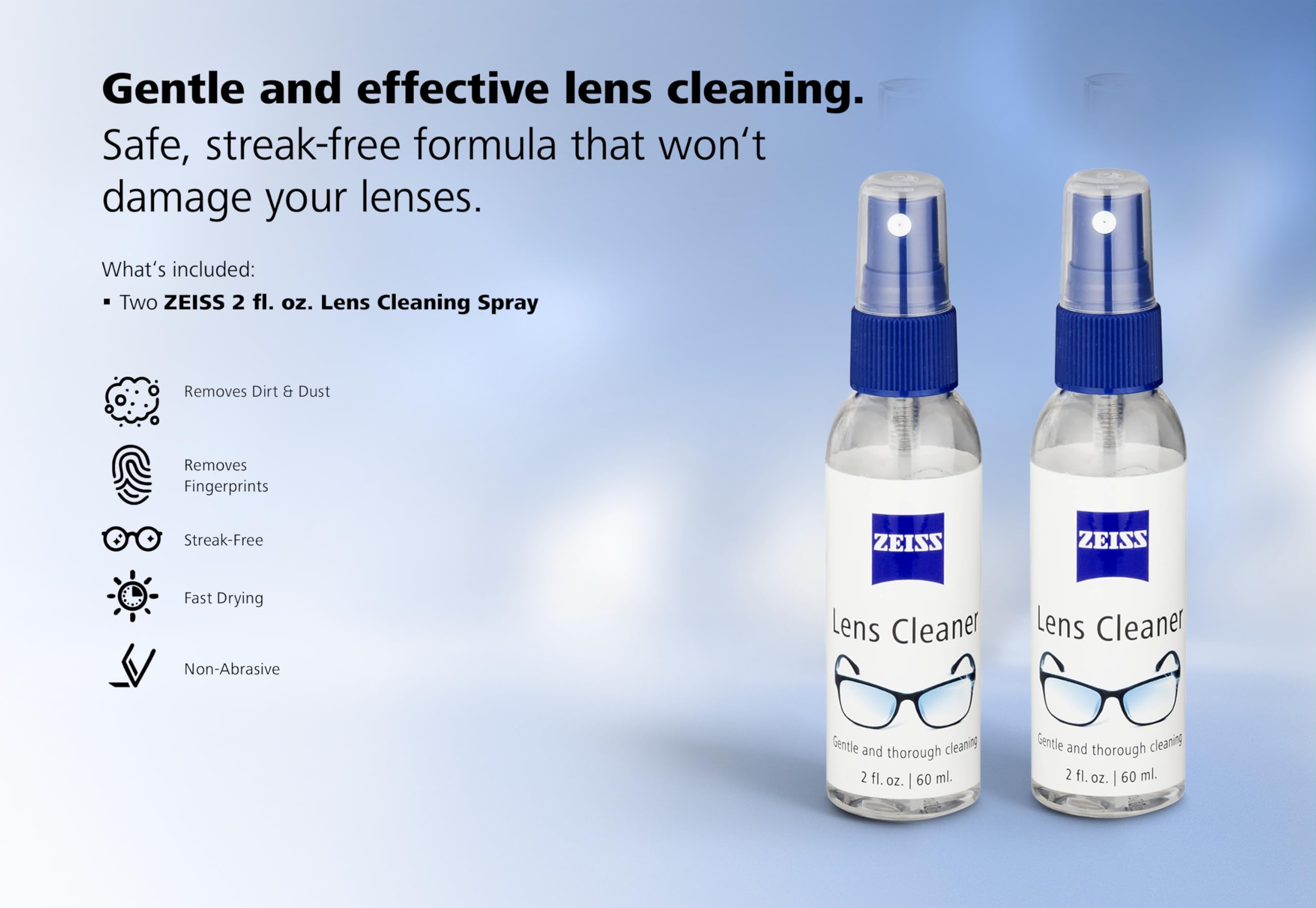 ZEISS lens cleaning spray in travel-ready setup for quick cleans