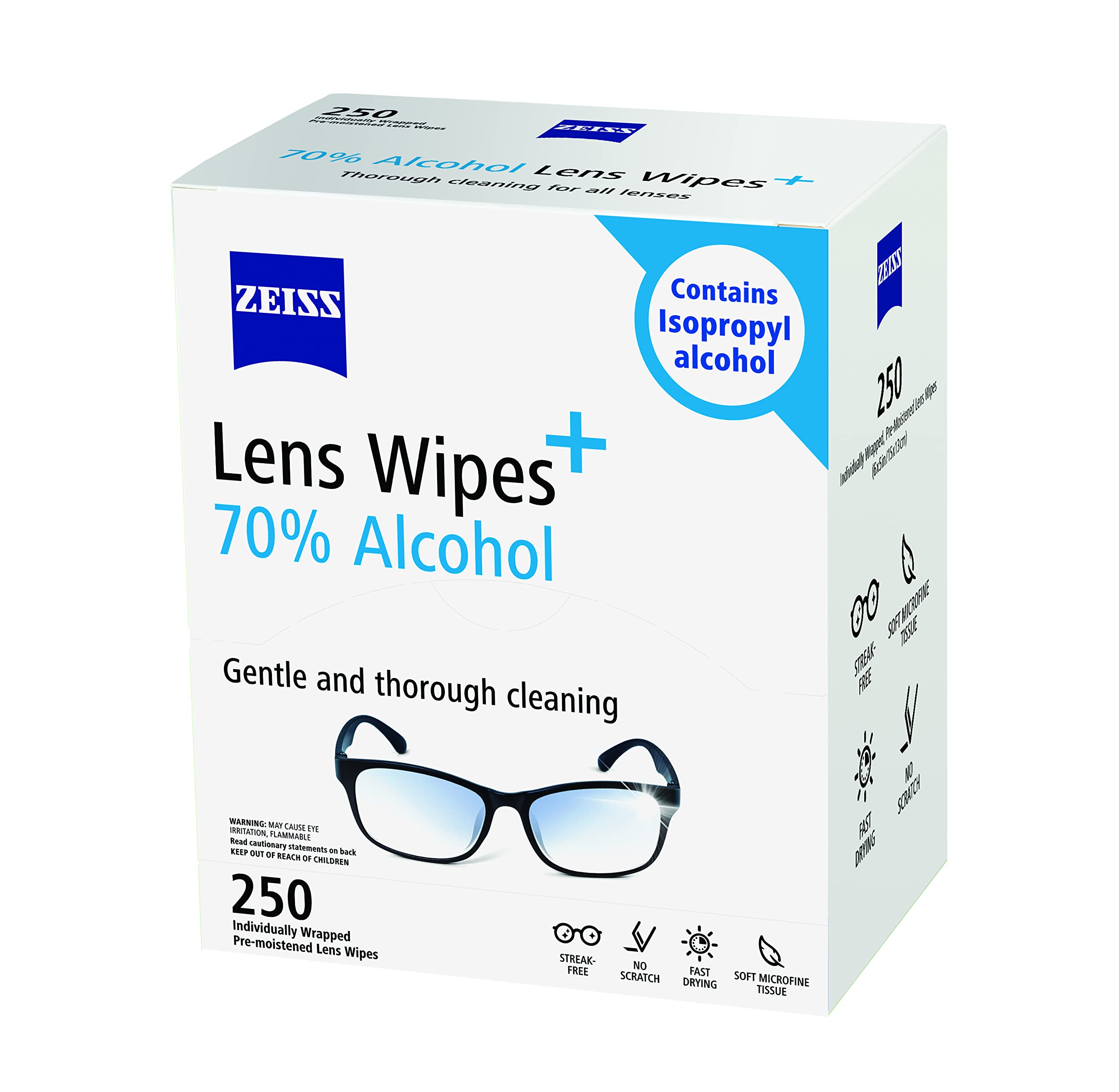ZEISS lens wipes individually wrapped for portable, on-the-go cleansing.