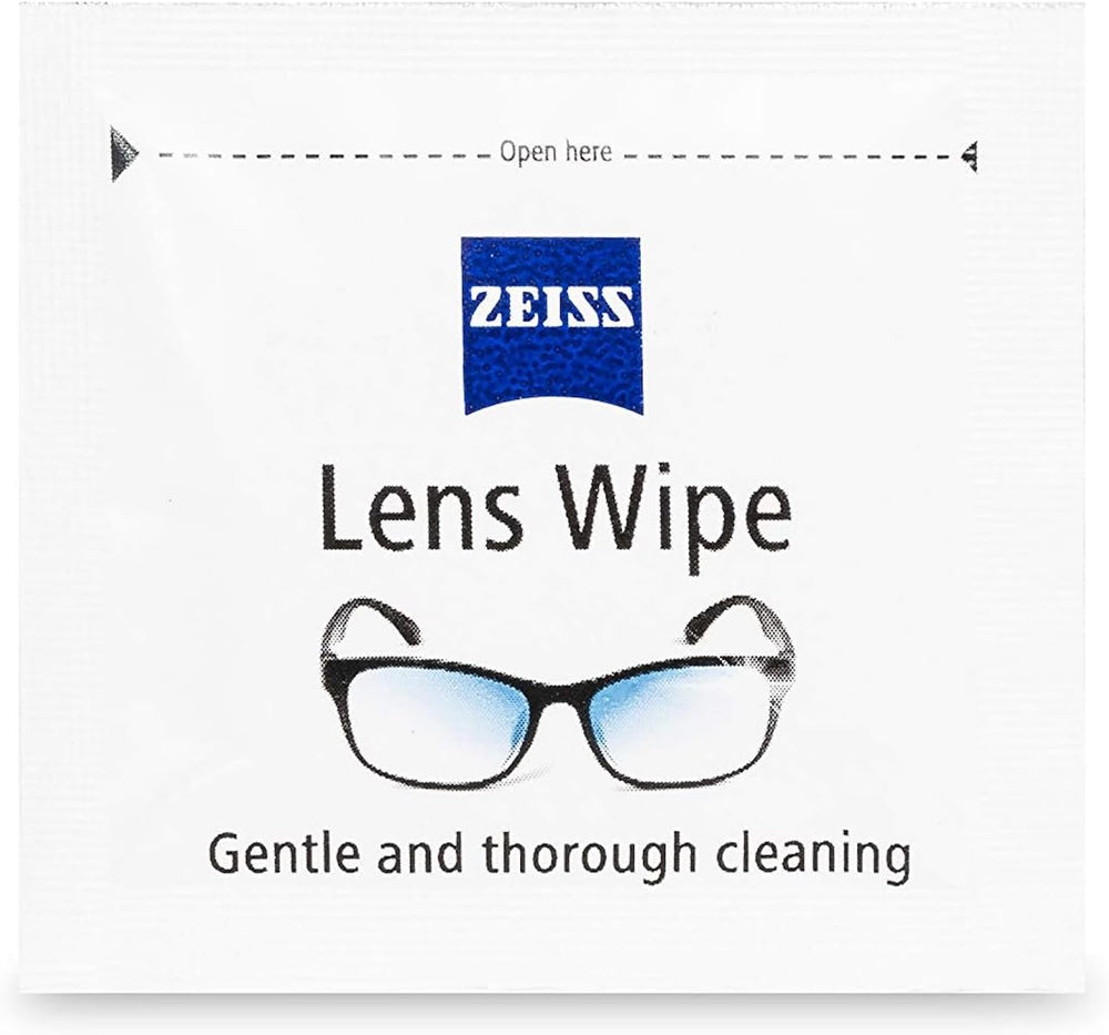 ZEISS lens wipes individually wrapped for convenient travel and quick touch-ups