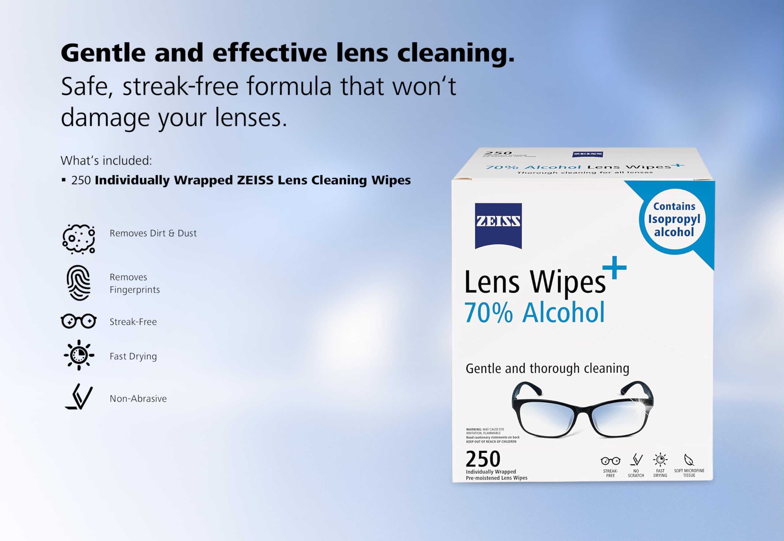 ZEISS lens wipes portable compact design for on-the-go cleaning.