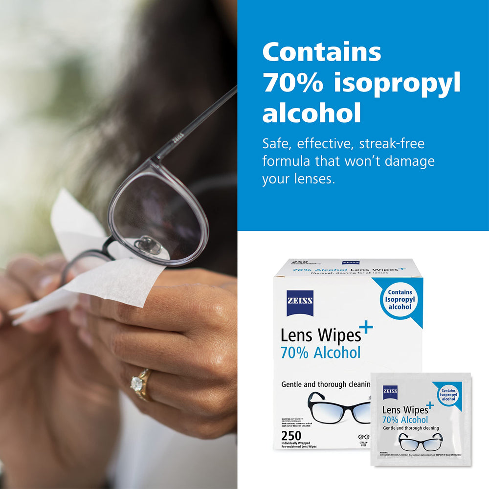 ZEISS lens wipes suitable for prescription glasses and sunglasses.