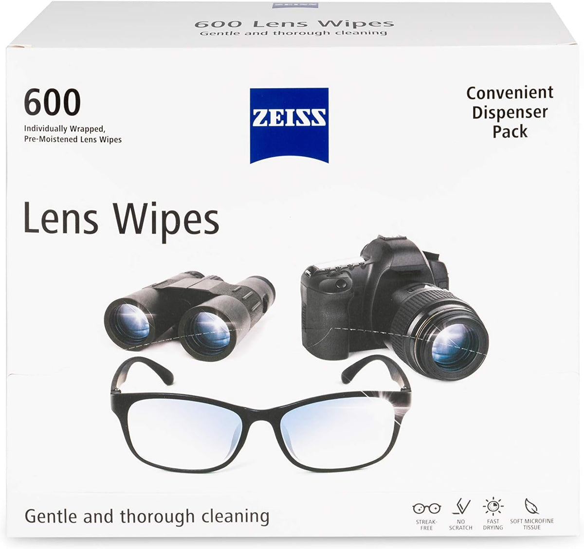 ZEISS pre-moistened lens wipes canister front view for gentle on-the-go cleaning