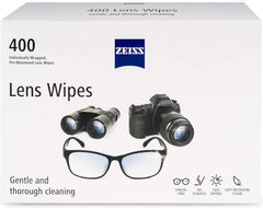 ZEISS pre-moistened wipes in packaging for easy on-the-go eyeglasses cleaning.