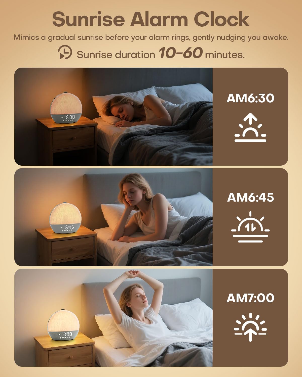 Zelaclock Sunrise RGB light modes demonstrate mood-boosting color options