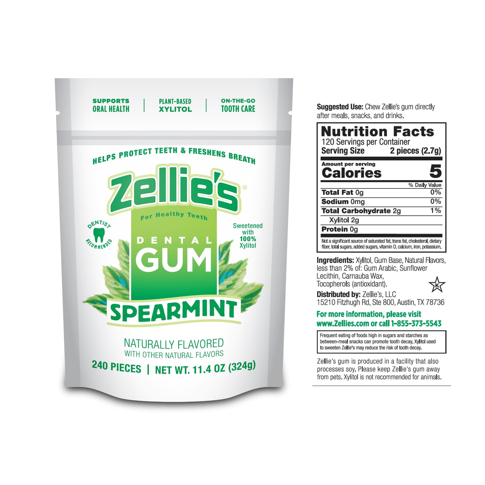 Zellie's on-the-go spearmint gum for quick minty flavor anytime.