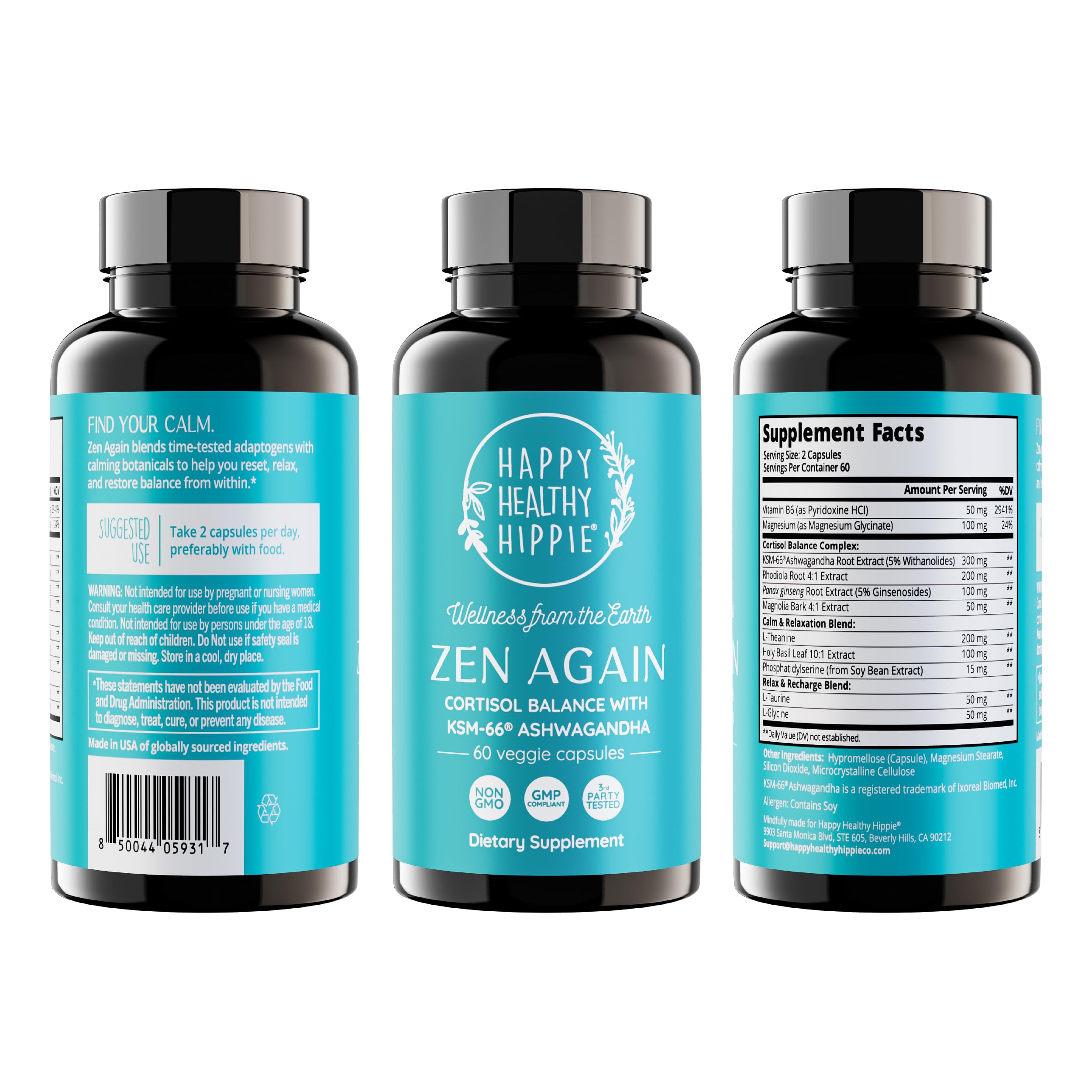 Zen Again 60 count vegan capsules ready for daily use