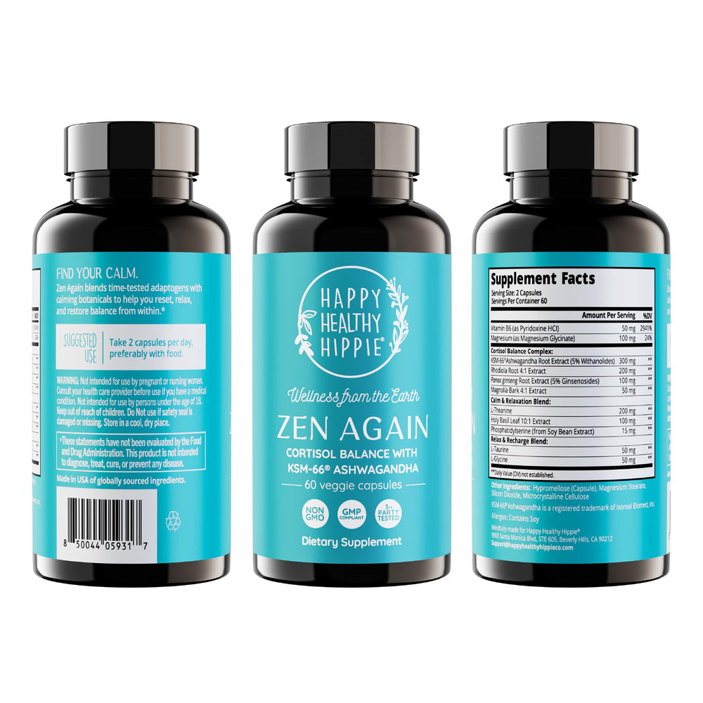 Zen Again 60 count vegan capsules ready for daily use