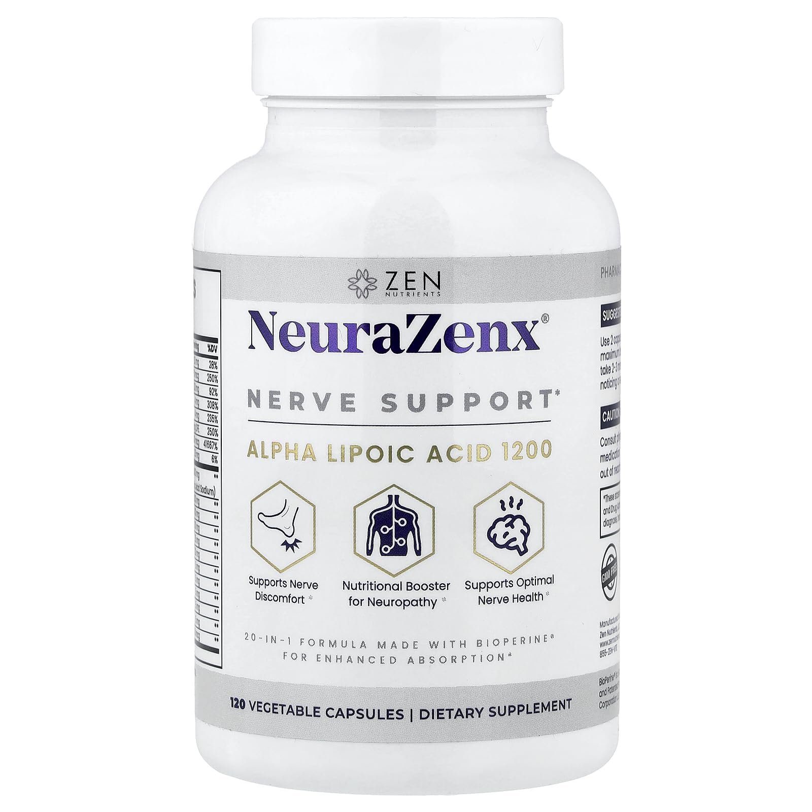 Zen Nutrients NeuraZenX bottle pour, convenient daily nerve support.