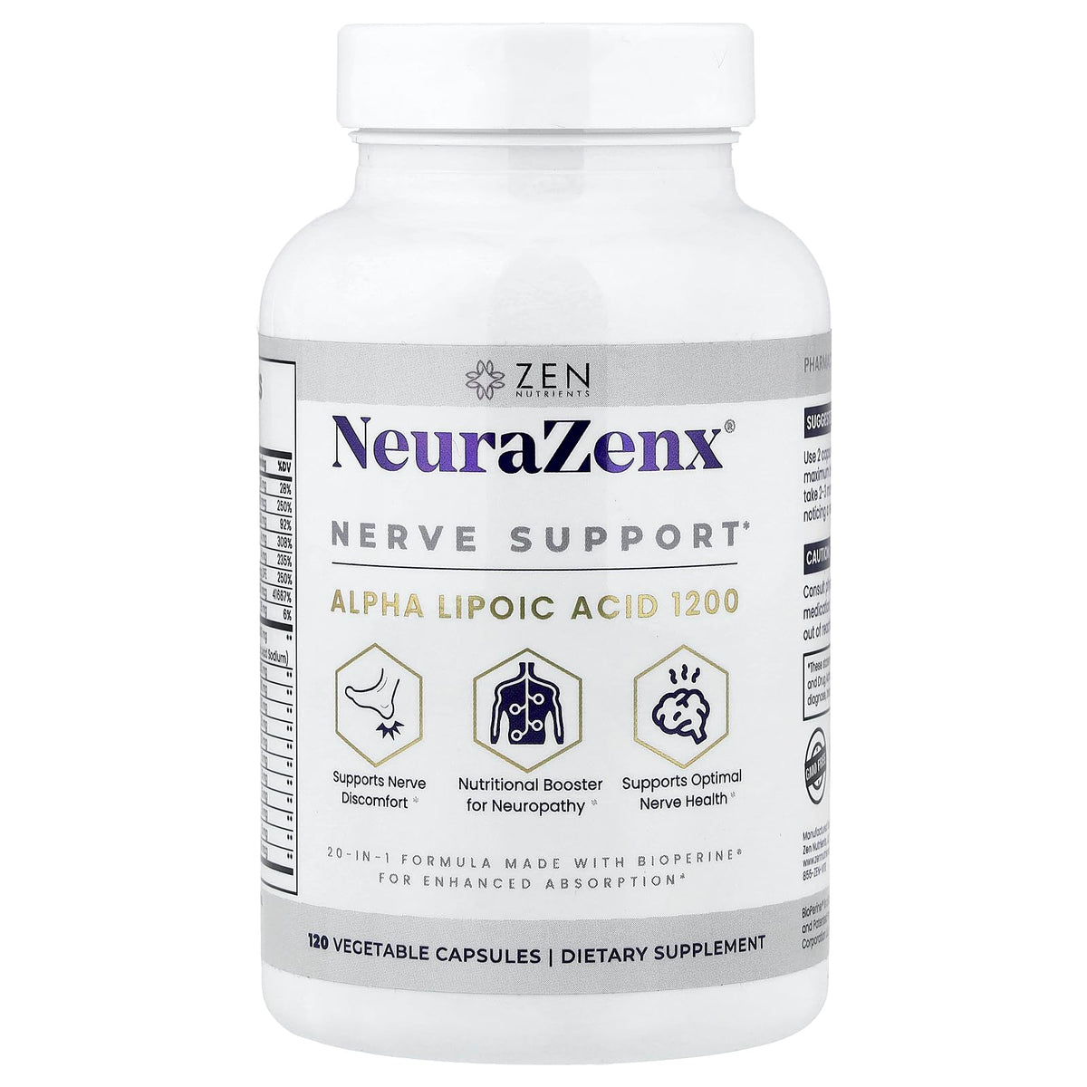 Zen Nutrients NeuraZenX bottle pour, convenient daily nerve support.
