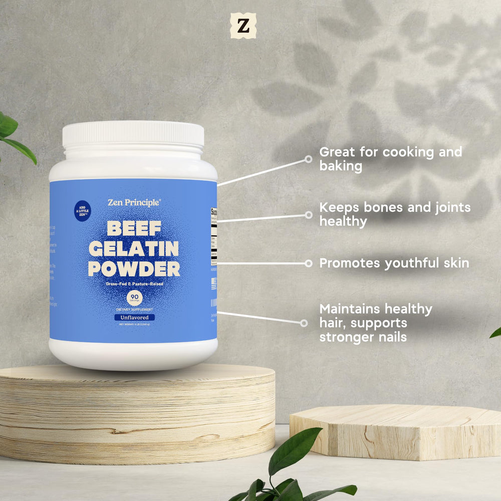 Zen Principle gelatin provides amino acids that may support digestive wellness.