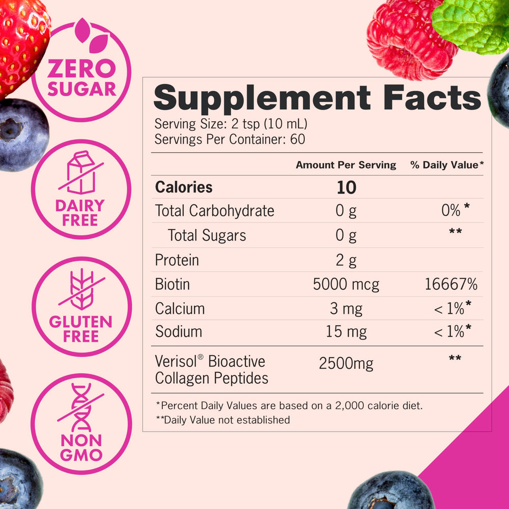 Zena Nutrition bottle on kitchen counter with berry notes.