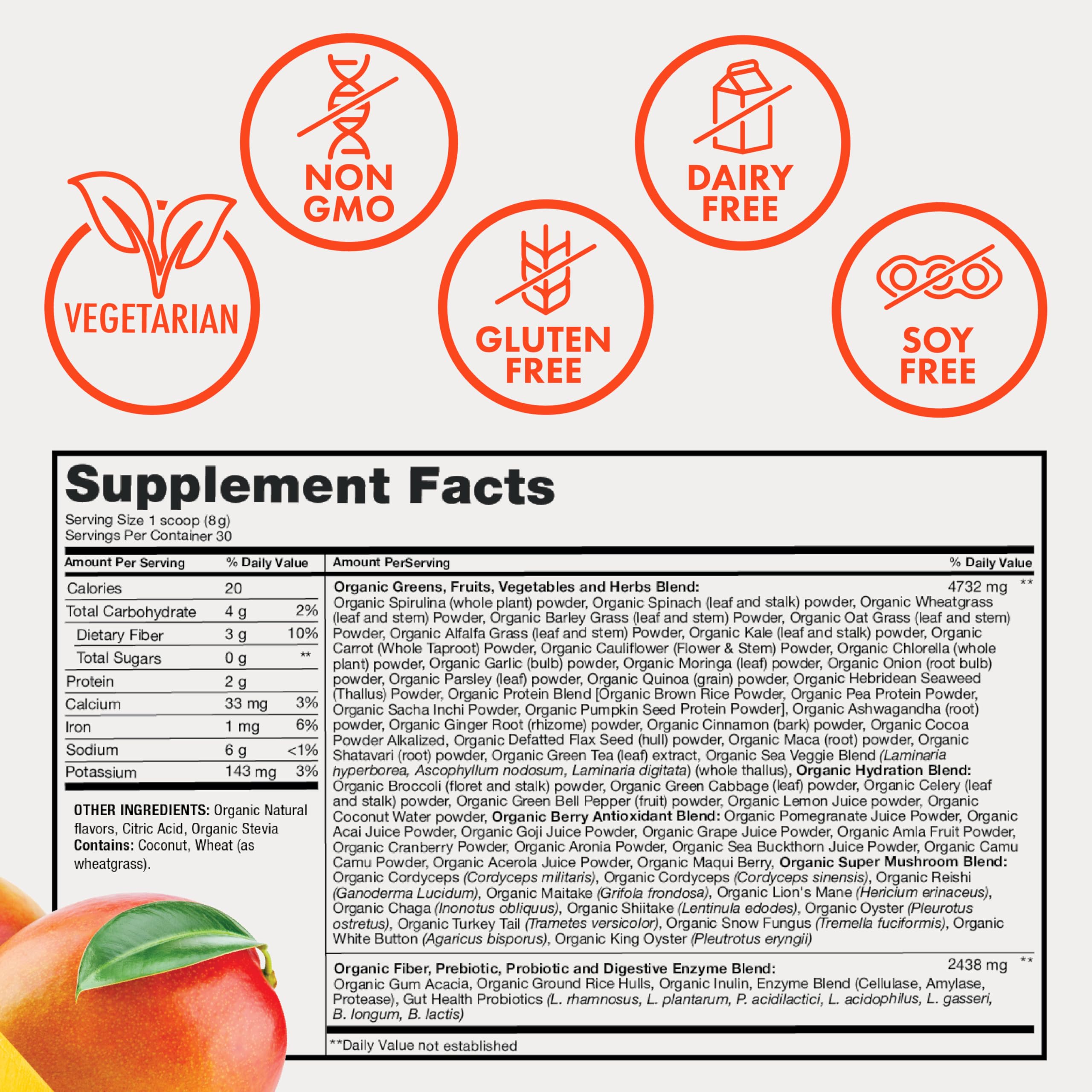 Zena Nutrition Mango flavor powder cup for tasty greens
