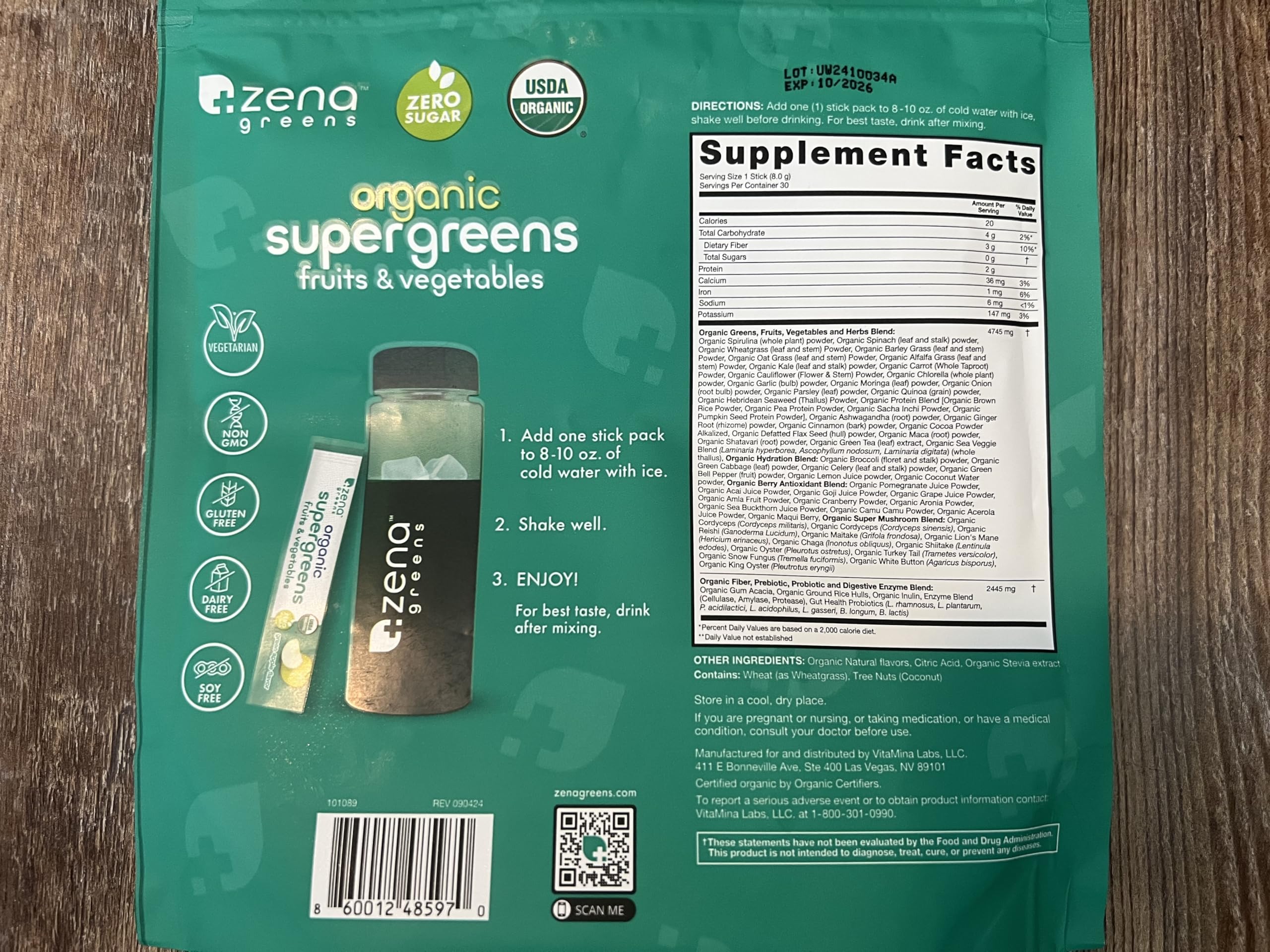 Zena Nutrition prebiotics and probiotics blend for gut-friendly balance.
