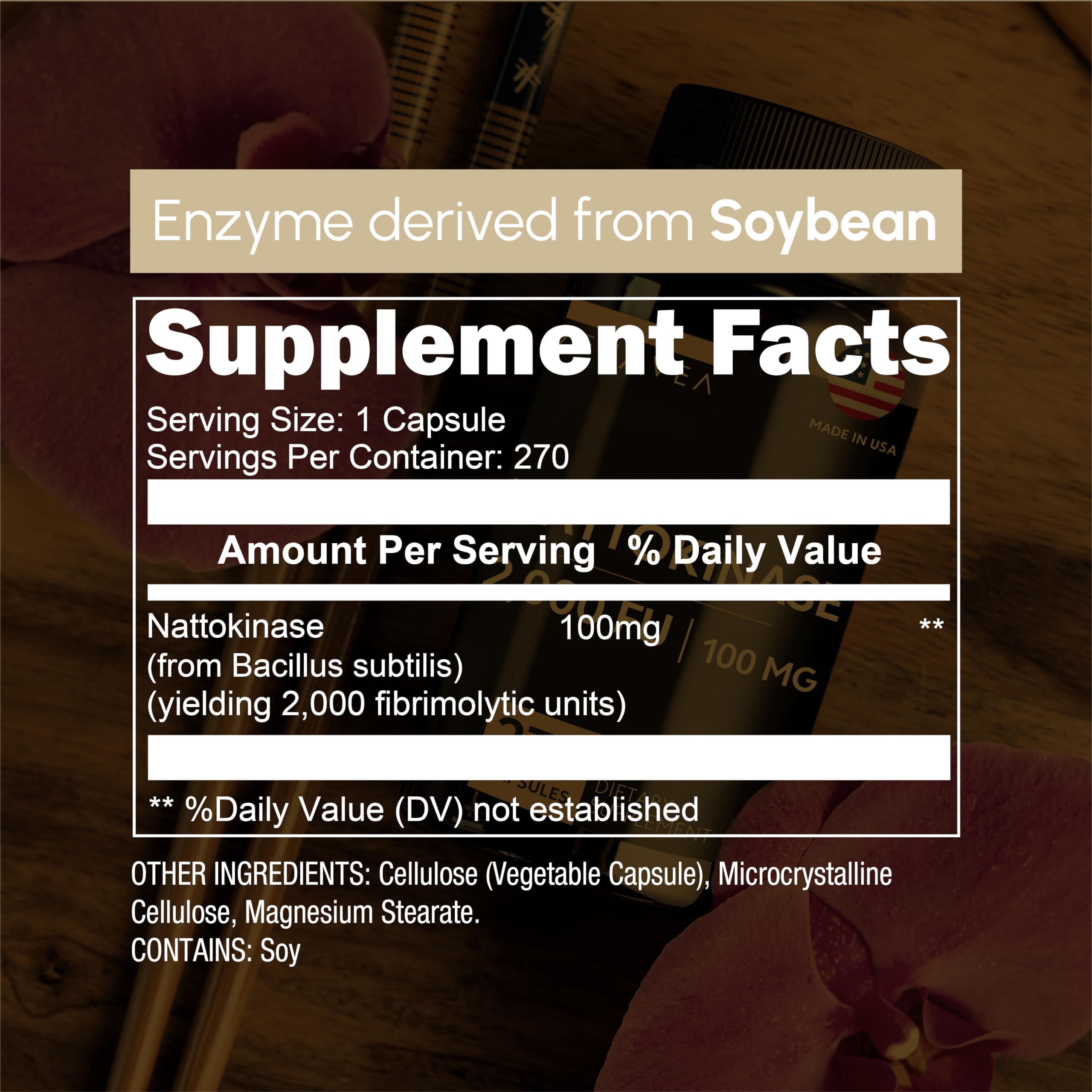 Close-up of Zenavea nattokinase capsules showing a smooth vegan finish