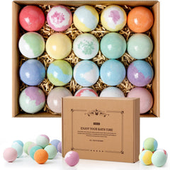 ZenBombs bath bombs set with twenty colorful varieties for a luxurious soak