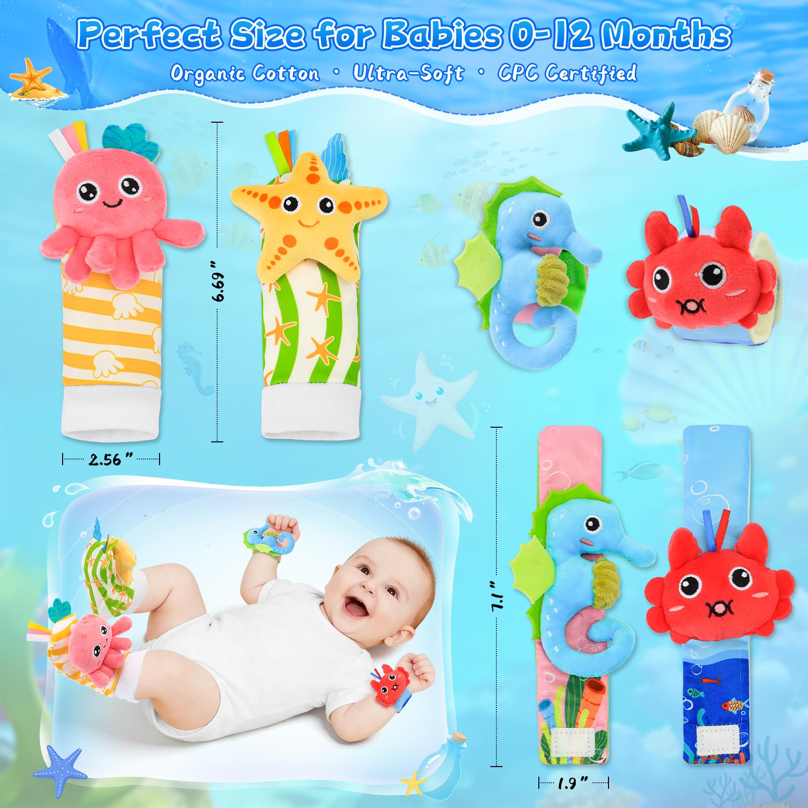 Zendstanding baby foot finder socks with secure stay-on design for playtime.