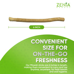 Zenia Miswak instruction image demonstrates brushing at a 45-degree angle.