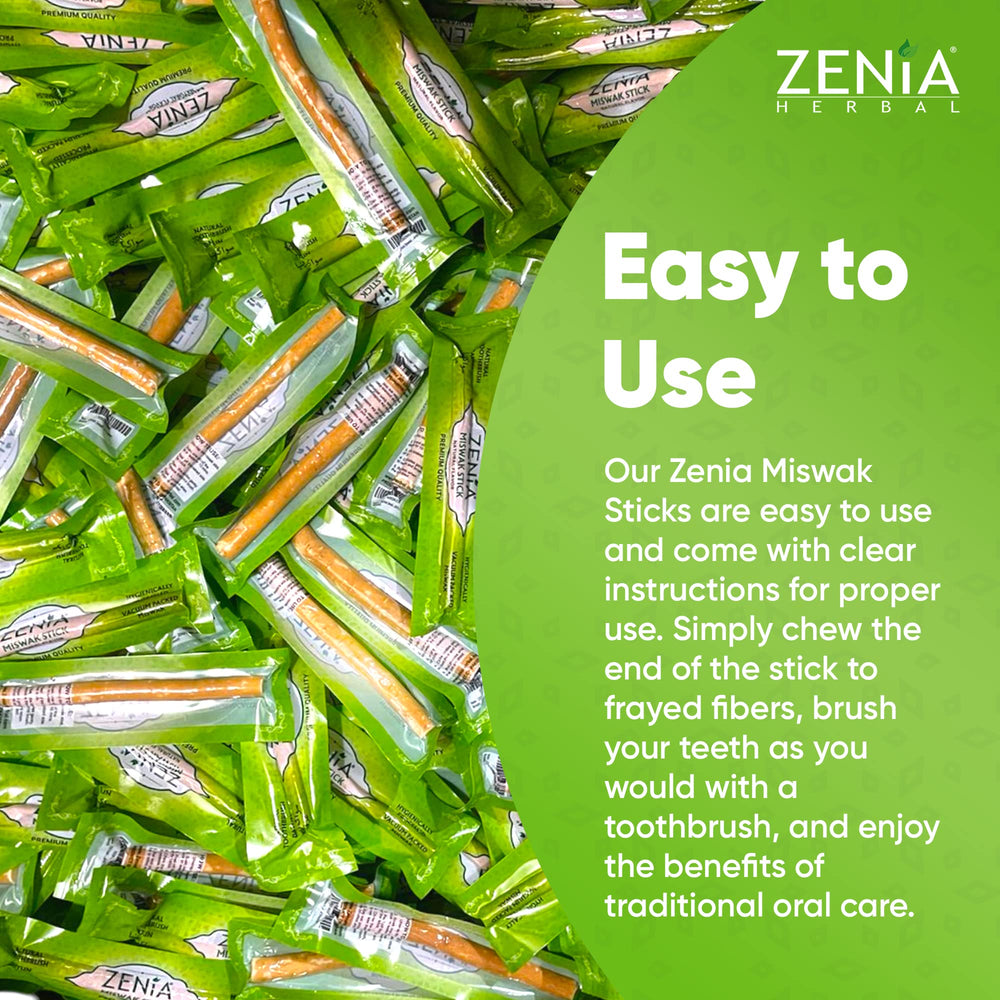 Zenia Miswak vacuum-sealed pack preserves natural flavor and freshness.