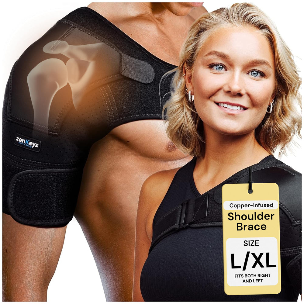 ZENKEYZ shoulder brace providing stability during workouts and daily tasks
