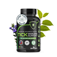 Zenmen Tick Immune Support bottle front view with branding and 90 vegan capsules