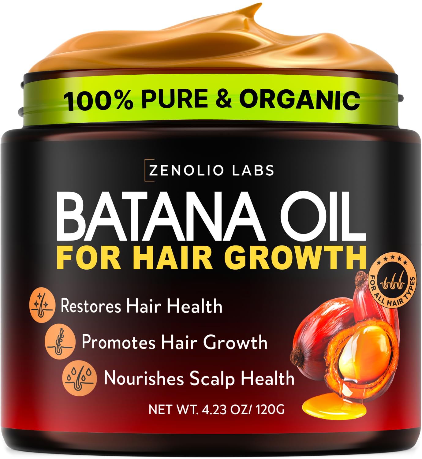 Zenolio Labs Batana Oil hair growth bottle nourishes and strengthens strands
