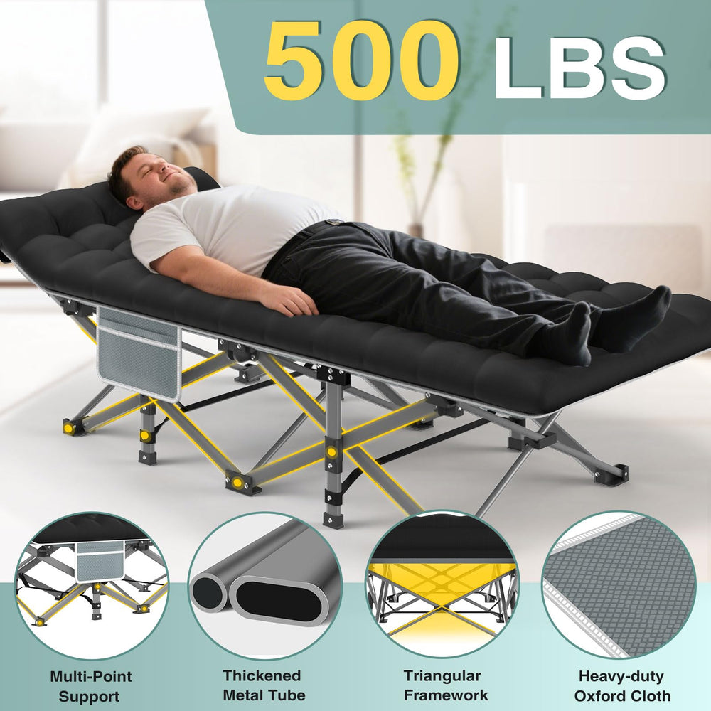 ZENPETIO camping cot outdoors with waterproof fabric keeps you dry.
