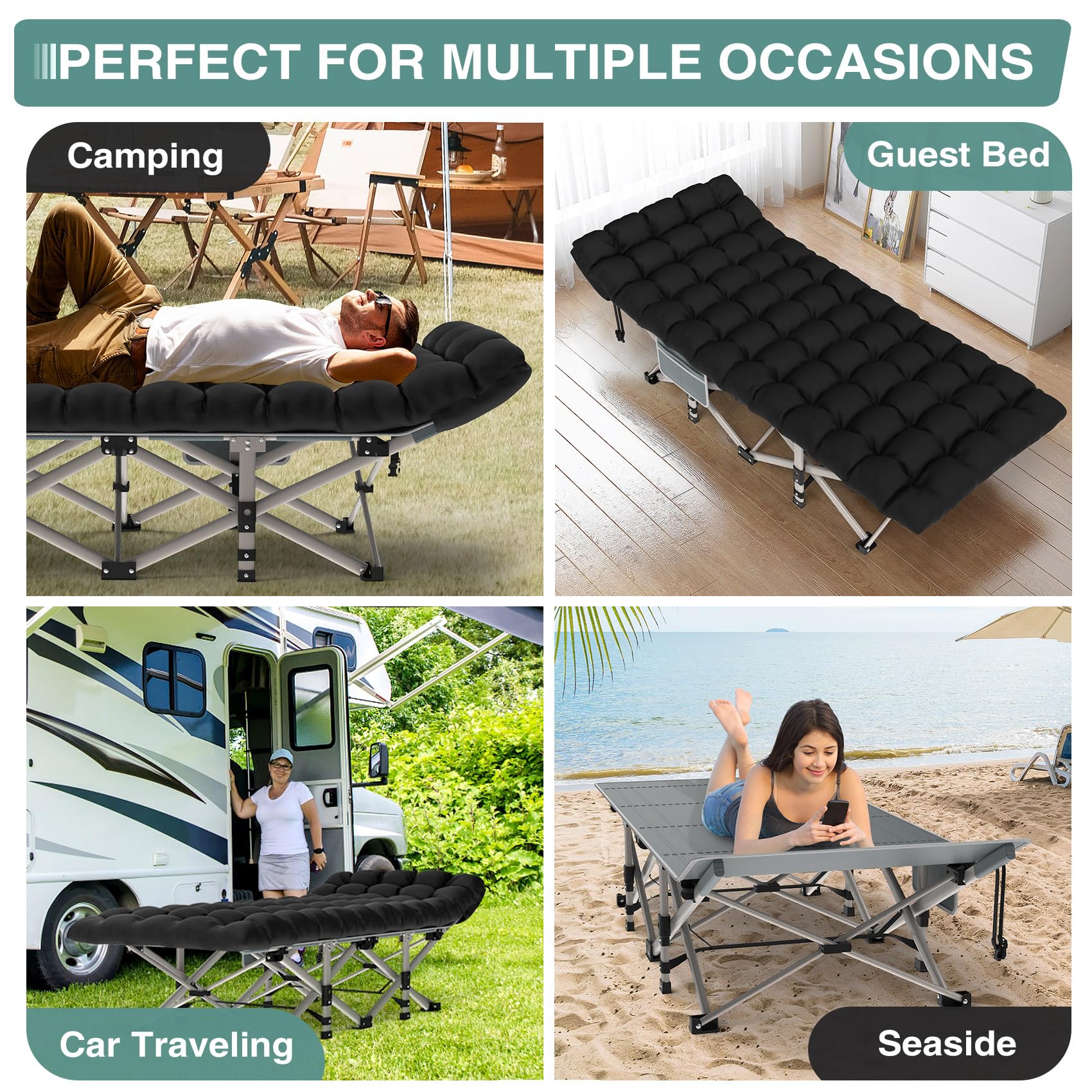 ZENPETIO portable cot used for guest room and travel setup.