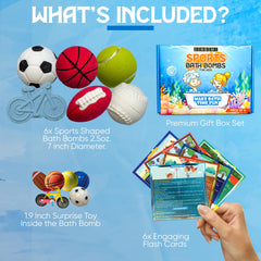 ZenseMe boys bath bombs with hidden toy reveal encouraging imaginative play during bath.