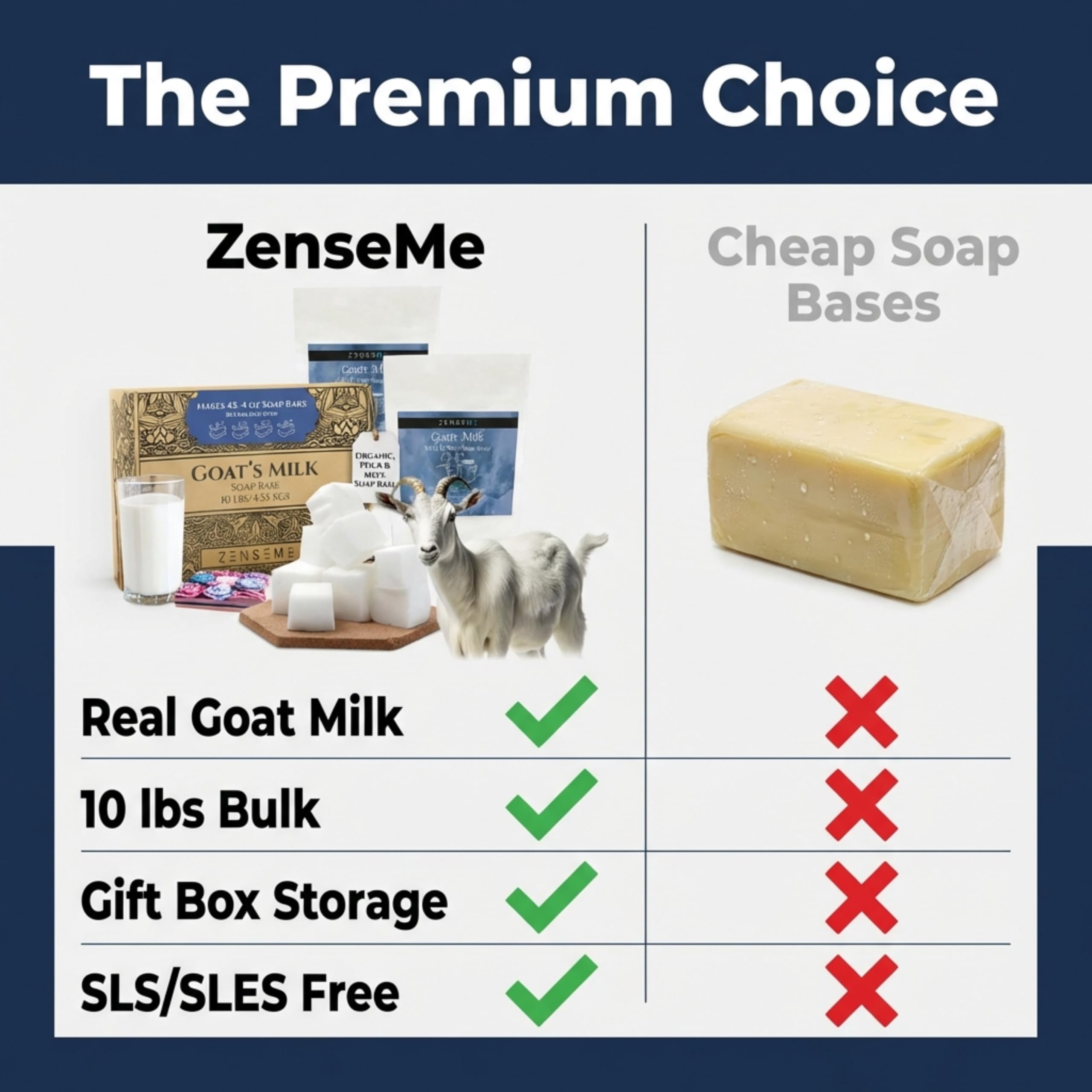 ZenseMe Goats Milk Soap Base soft skin feel, ideal for sensitive-skin formulations