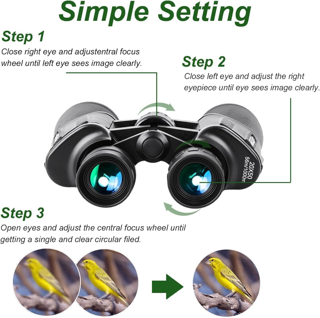 Zensura 20x50 binoculars for outdoor sports with rugged, non-slip grip.
