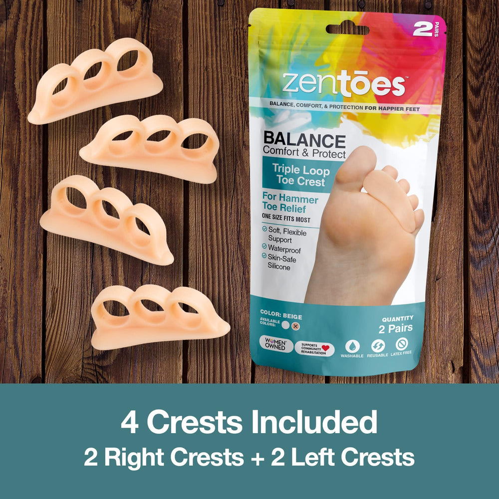ZenToes two-pair pack shown in beige and white