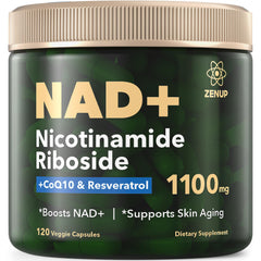 ZenUP NAD+ bottle-front shows premium NR formula for daily vitality