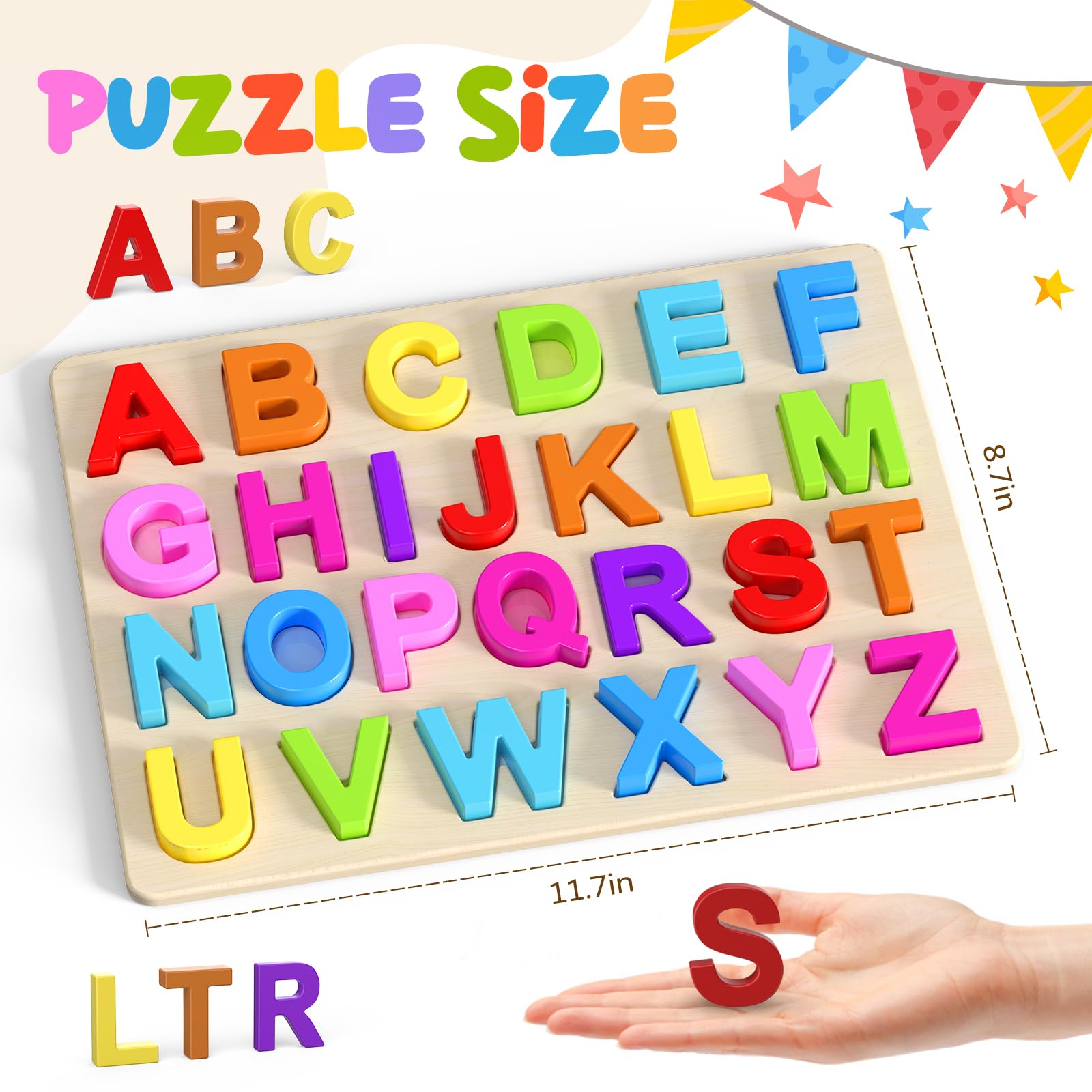 Zeoddler Alphabet Puzzles wooden board with letters supports hands-on learning.