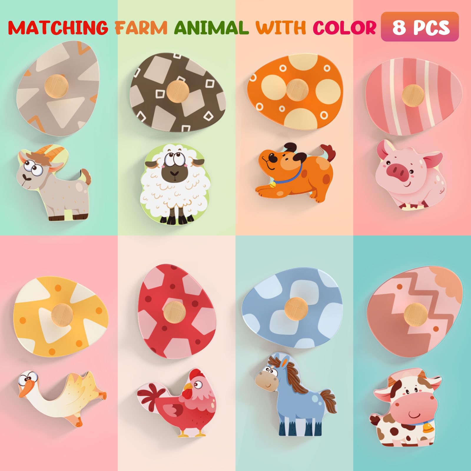 Zeoddler farm animal peg puzzle to boost hand-eye coordination during play.