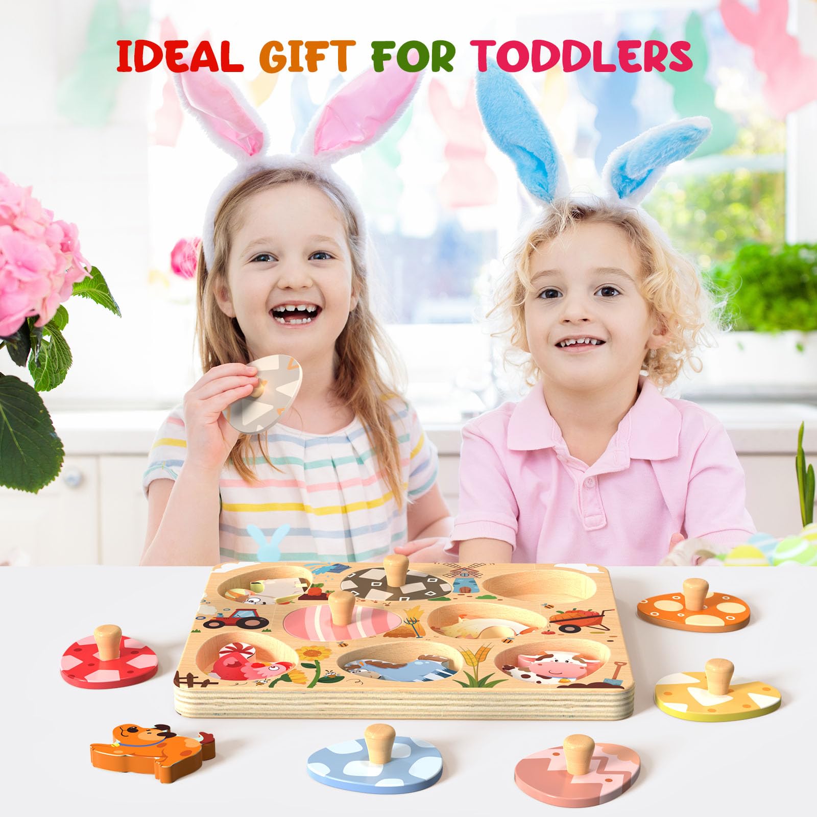Zeoddler gift-ready peg puzzle set fits birthdays, holidays, and Easter surprises.