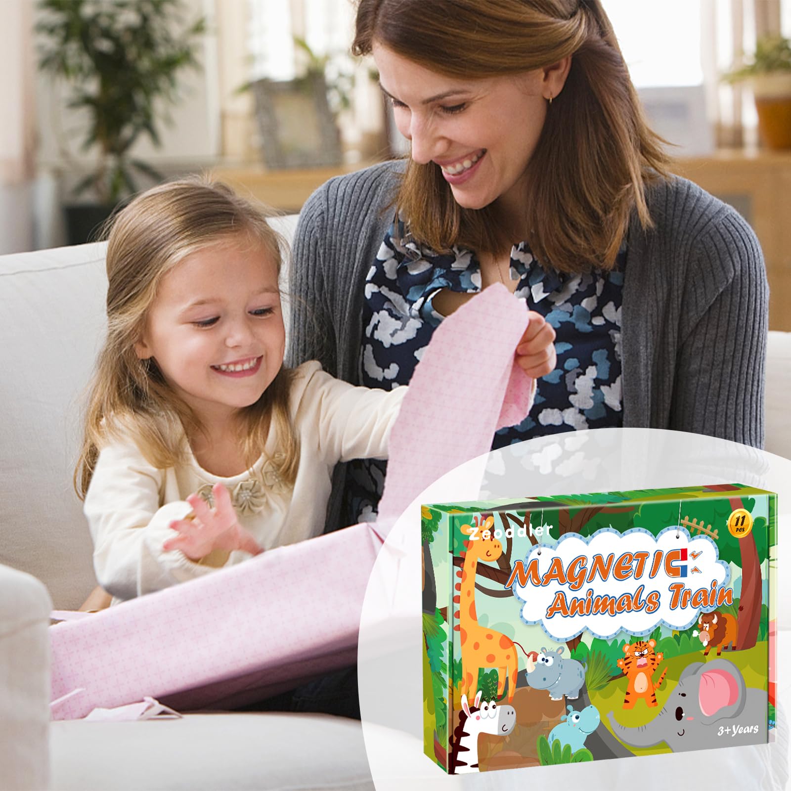 Zeoddler smooth-edge wooden train set ensures safe playtime for toddlers.