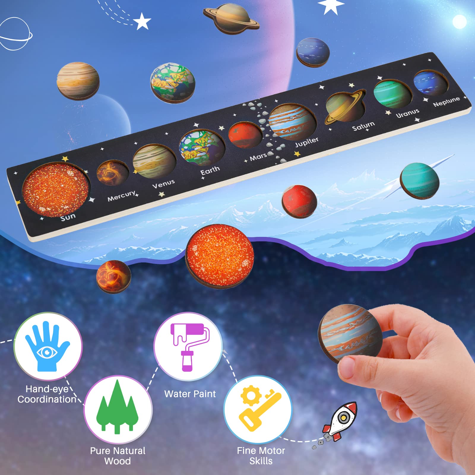 Zeoddler solar system puzzle Mars tile promotes problem solving.