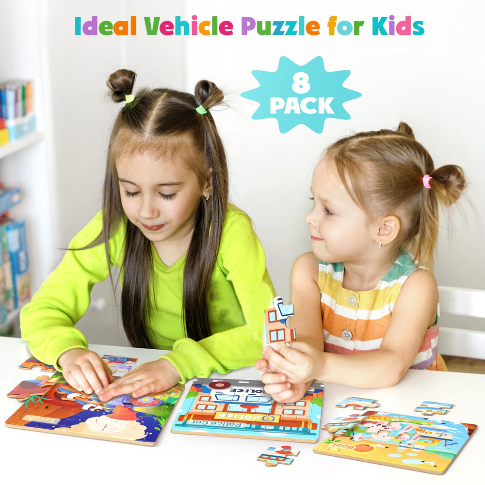 Zeoddler wooden puzzle fire truck enhances hand dexterity during problem solving