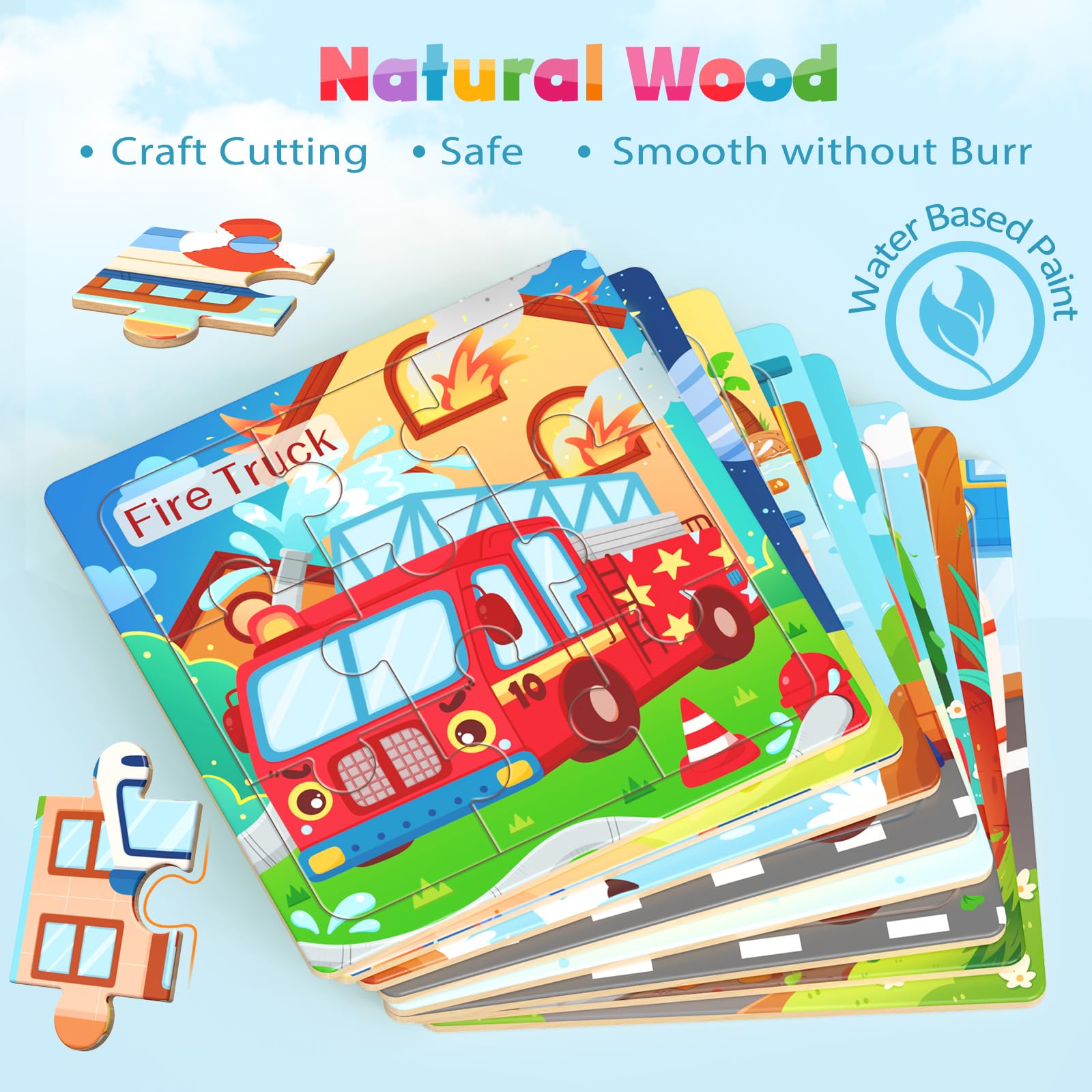 Zeoddler wooden puzzle train sturdy pieces for durable play sessions
