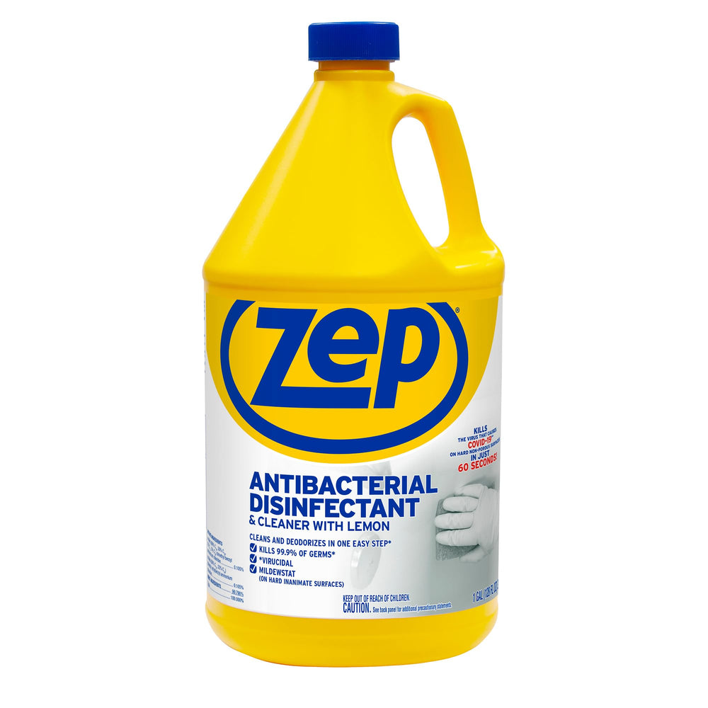 Zep Commercial lemon bottle front, ready-to-use disinfectant for everyday surface cleaning.