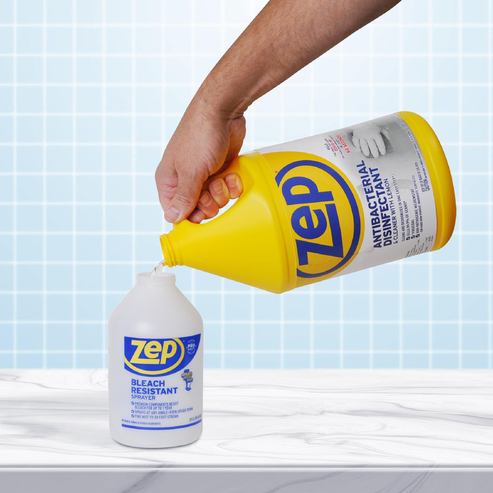 Zep Commercial grease-cutting action shot, removes tough soils from kitchen surfaces.