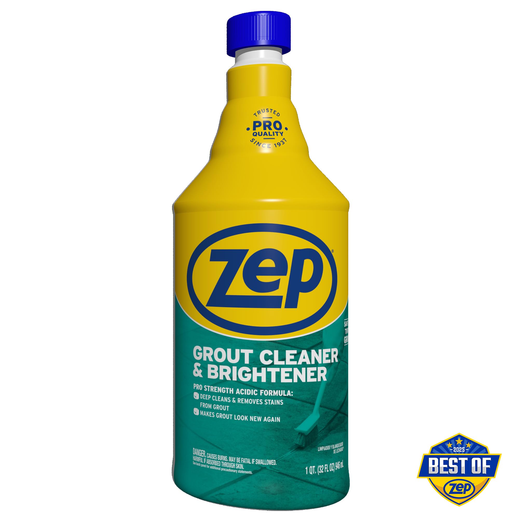 Zep grout cleaner brush with ergonomic handle for easy scrubbing