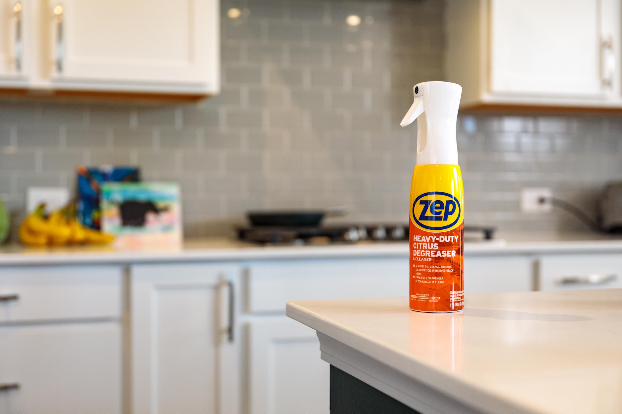 Zep Heavy Duty Citrus Degreaser angle spray demonstrates reaching tight corners.