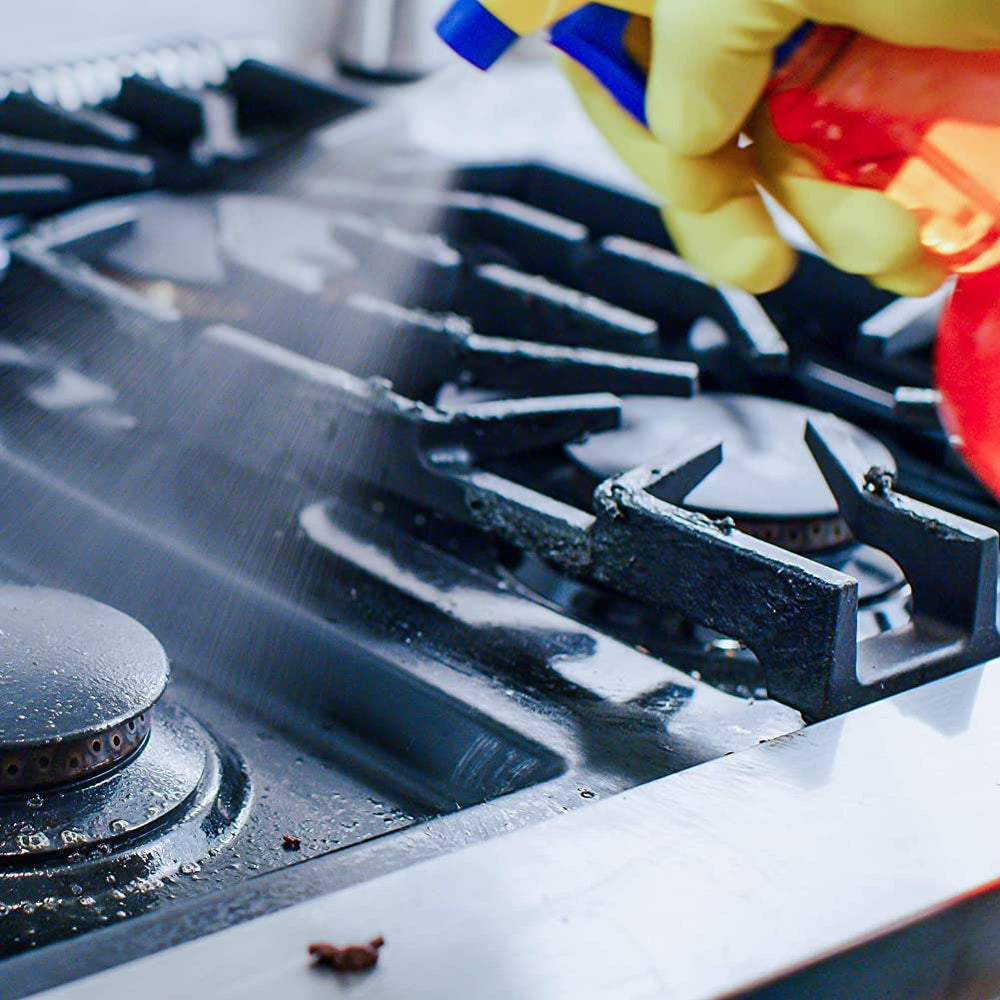 Zep degreaser delivers stainless steel shine after cleaning.