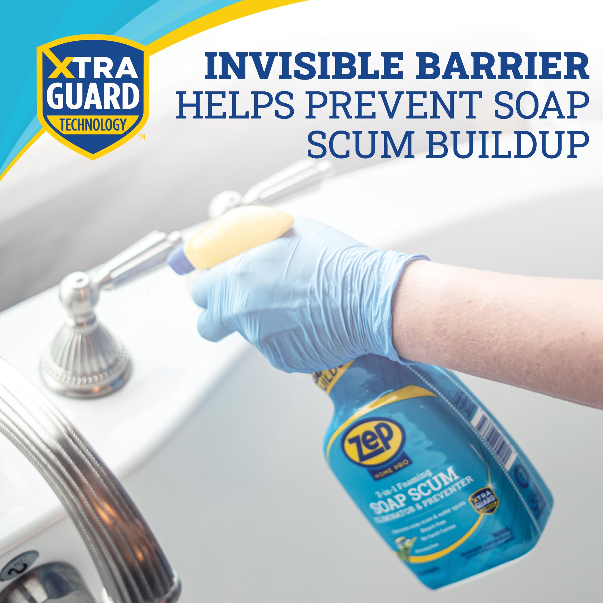 Zep Home Pro protects bathroom surfaces from future buildup without harsh fumes.