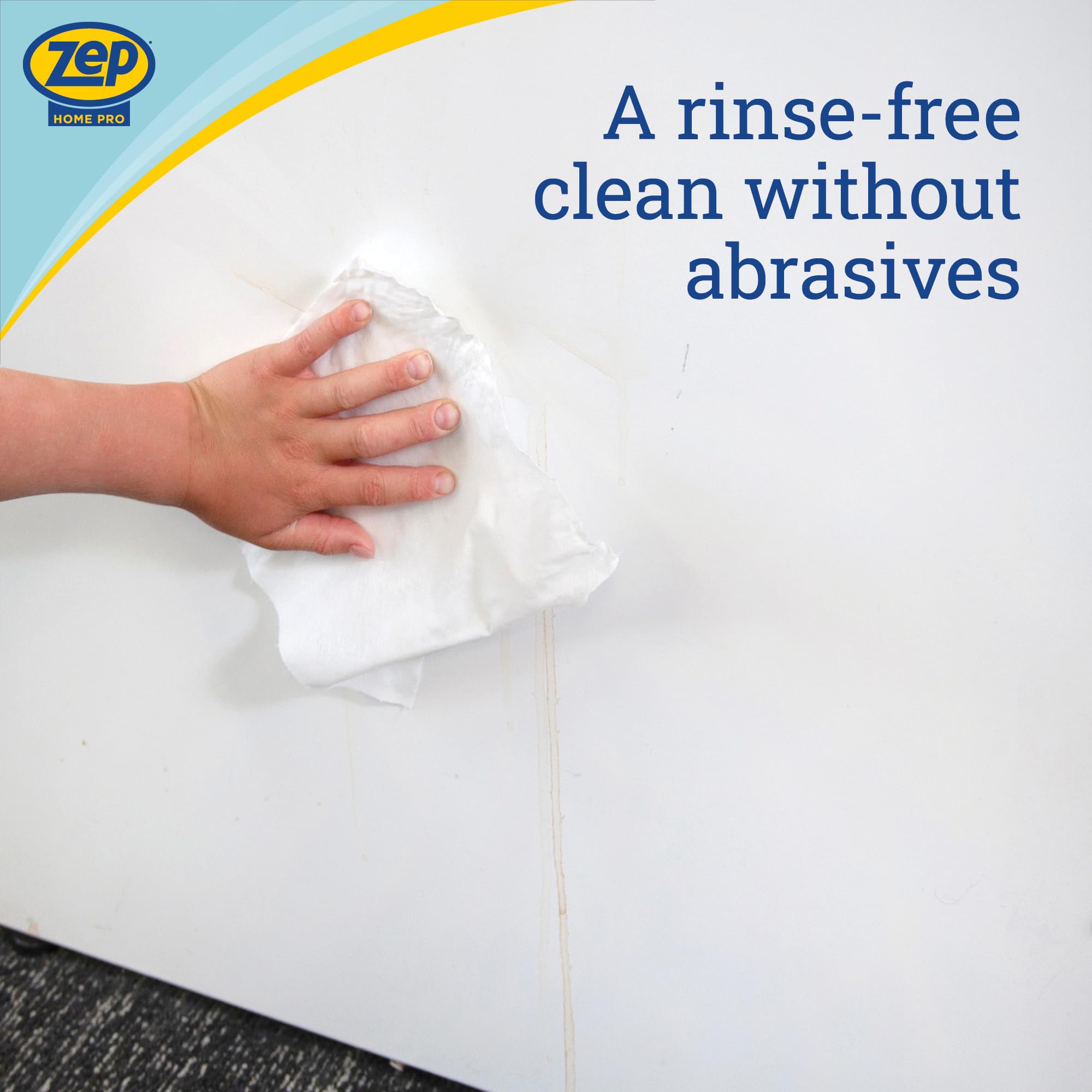 Zep Home Pro Clean Eraser Wipes on cabinet edge cleanup